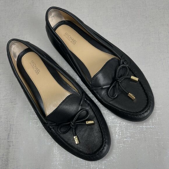 Michael Kors Black Leather Bow Mocassins Flats Loafers Shoes Women's 8 M Preppy - Picture 14 of 14